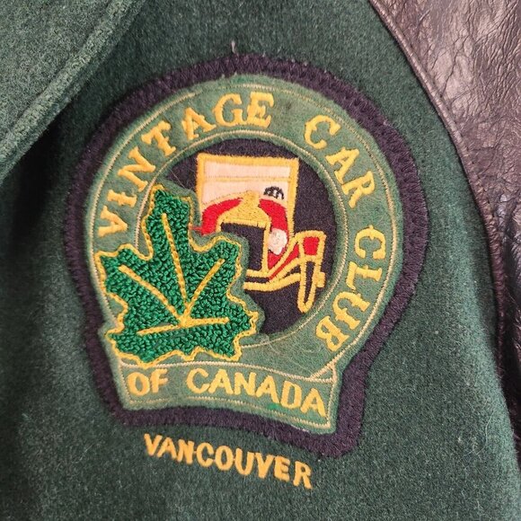 Vtg Car Club Canada Womens Bomber Jacket Packard Ocean West Leather Wool - Picture 4 of 16